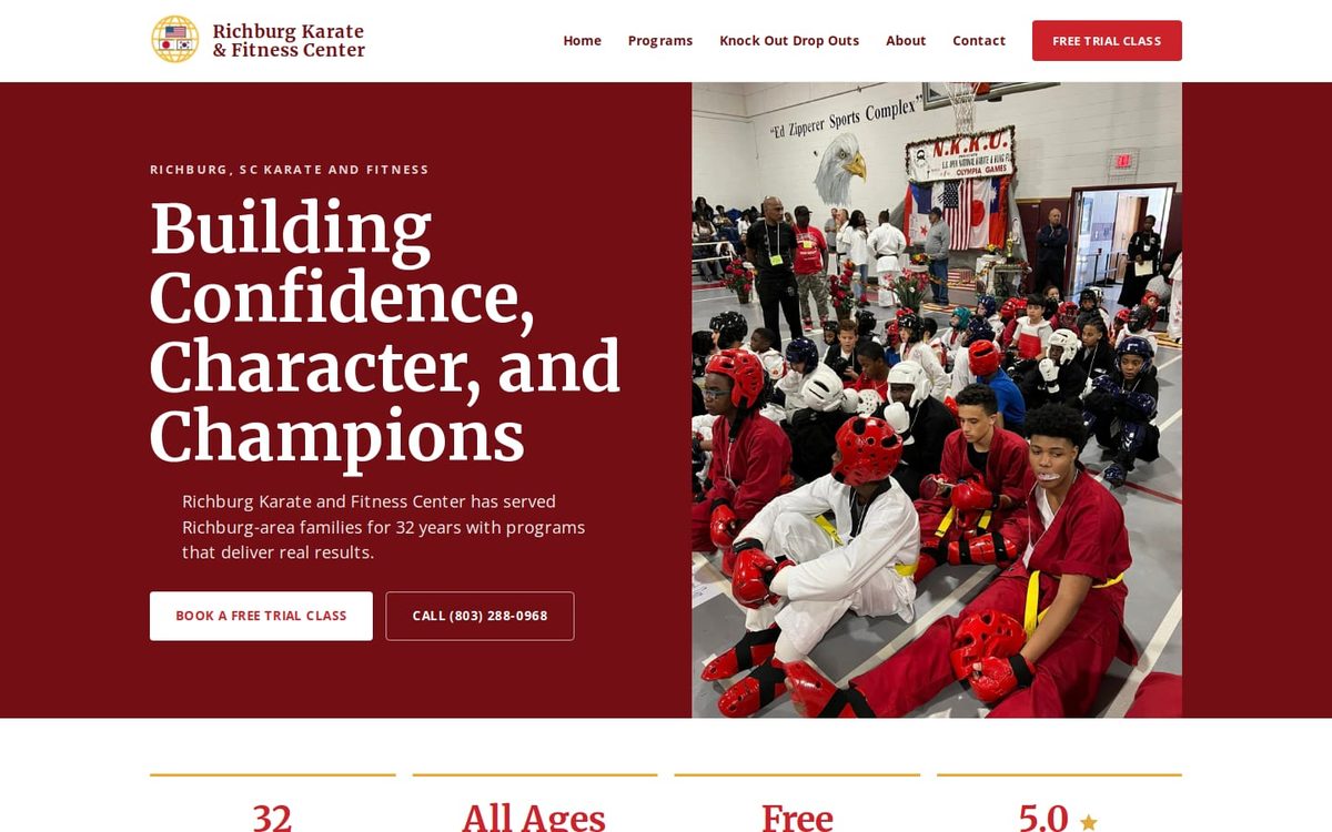 Homepage of Richburg Karate & Fitness Center