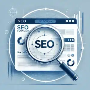 A-professional-illustration-of-the-SEO-foundation-concept-showcasing-search-engine-result-pages-SERPs-with-a-highlighted-result